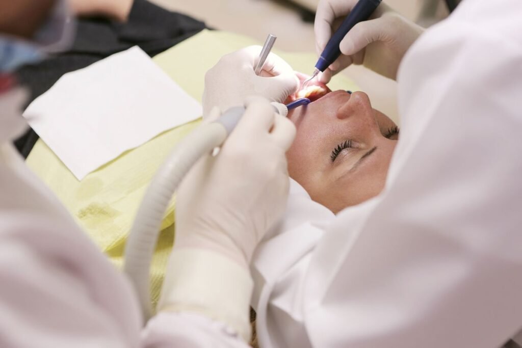 Dental implant model shown at a dental clinic