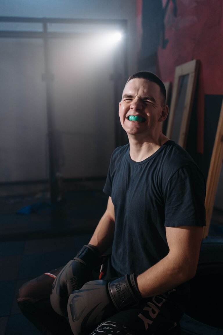 Young athlete wearing a protective mouth guard in Richmond Hill
