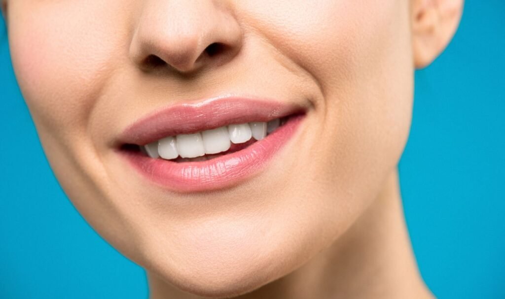 Close-up of a bright, natural smile after cosmetic dental treatment